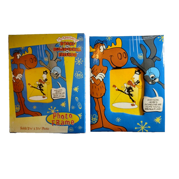 Adventures Of Rocky And Bullwinkle Vintage Photo Frame Licensed 1980's In Box - Picture 1 of 3